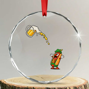 Funny Sausage Waiting For Beer Crystal Glass Ornament Oktoberfest Gift