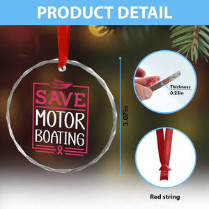 Funny Save Motor Boating Crystal Glass Ornament Beat Breast Cancer Pink Ribbon TS11 Print Your Wear