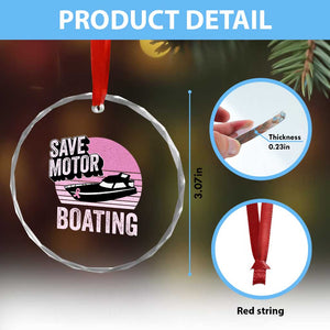 Funny Save Motor Boating Crystal Glass Ornament Breast Cancer Pink Ribbon TS11 Print Your Wear