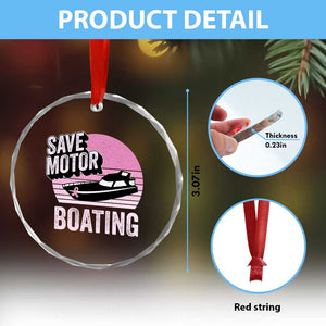 Funny Save Motor Boating Crystal Glass Ornament Breast Cancer Pink Ribbon TS11 Print Your Wear