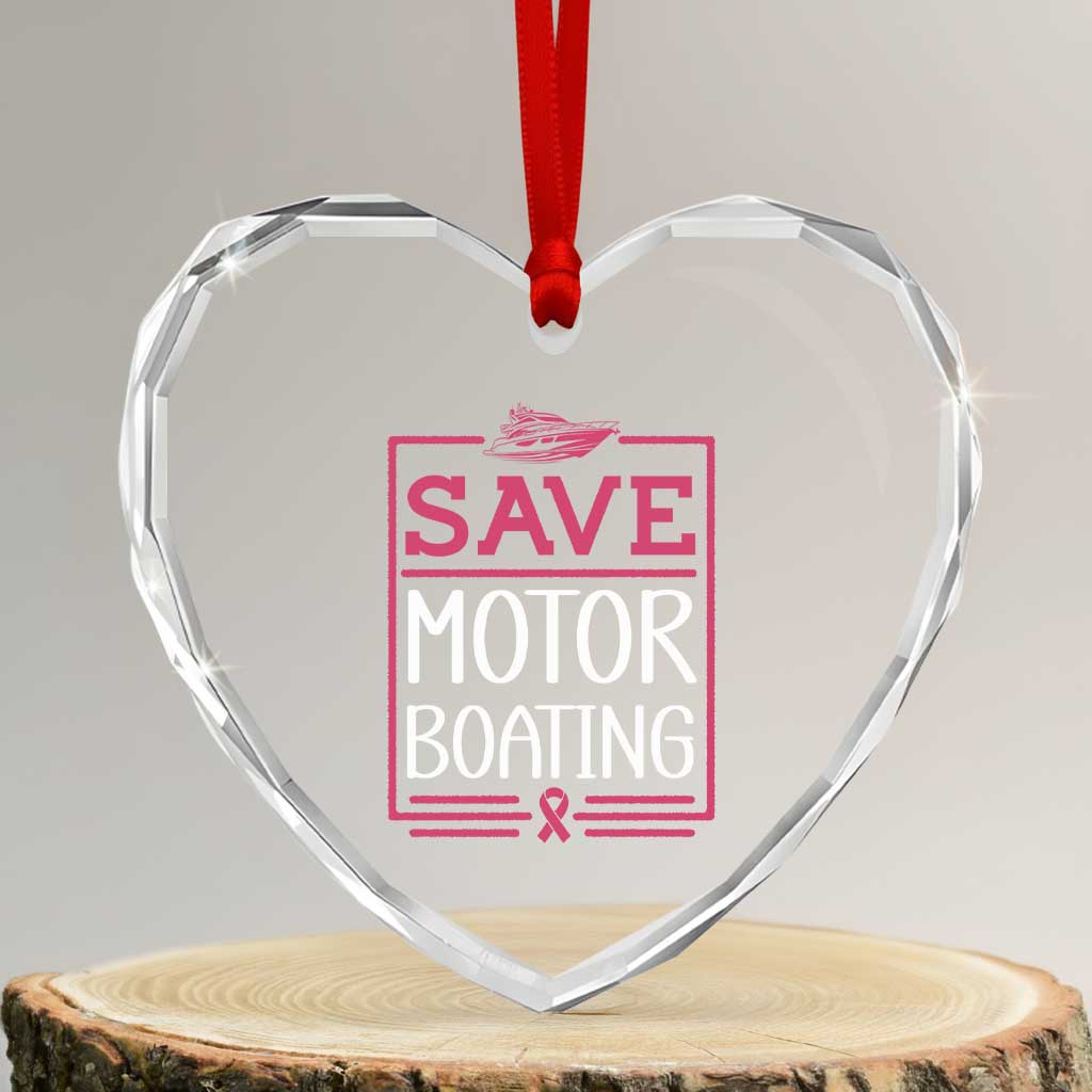Funny Save Motor Boating Heart Crystal Glass Ornament Beat Breast Cancer Pink Ribbon TS11 Transparent Glass 3'' Heart Print Your Wear