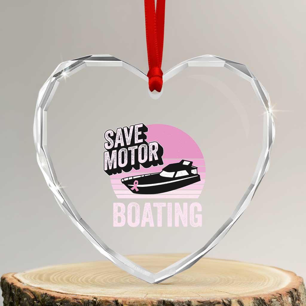 Funny Save Motor Boating Heart Crystal Glass Ornament Breast Cancer Pink Ribbon TS11 Transparent Glass 3'' Heart Print Your Wear