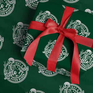 Funny Saying Skeleton Wrapping Paper Roll I'm Just A Little Ray Of Pitch Black Sarcastic TS02 Green Print Your Wear