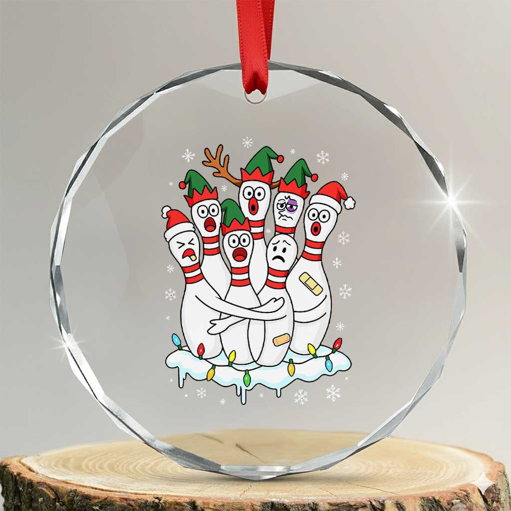 Funny Scared Cartoon Christmas Bowling Pins Crystal Glass Ornament TS11 Transparent Glass 3'' Circle Print Your Wear