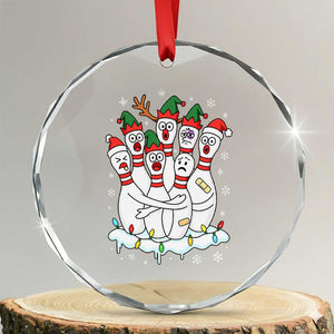 Funny Scared Cartoon Christmas Bowling Pins Crystal Glass Ornament TS11 Transparent Glass 3'' Circle Print Your Wear