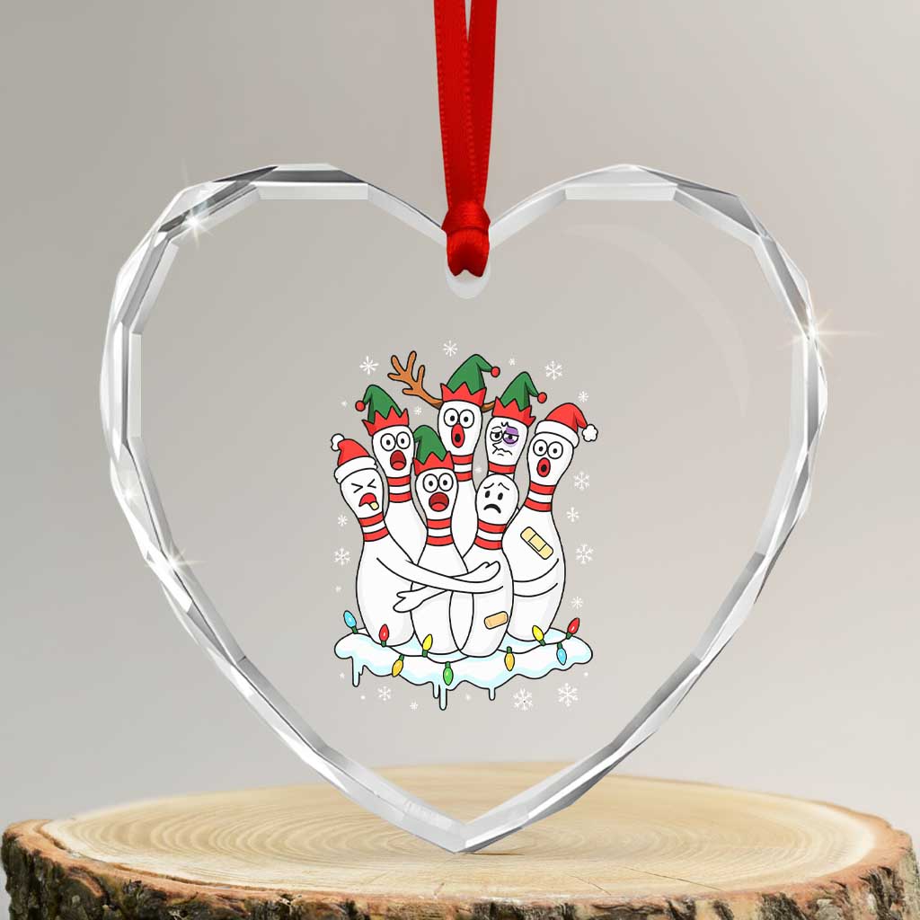 Funny Scared Cartoon Christmas Bowling Pins Heart Crystal Glass Ornament TS11 Transparent Glass 3'' Heart Print Your Wear