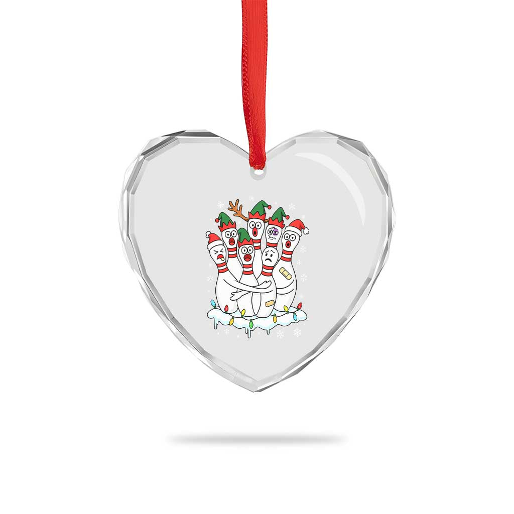 Funny Scared Cartoon Christmas Bowling Pins Heart Crystal Glass Ornament TS11 Print Your Wear