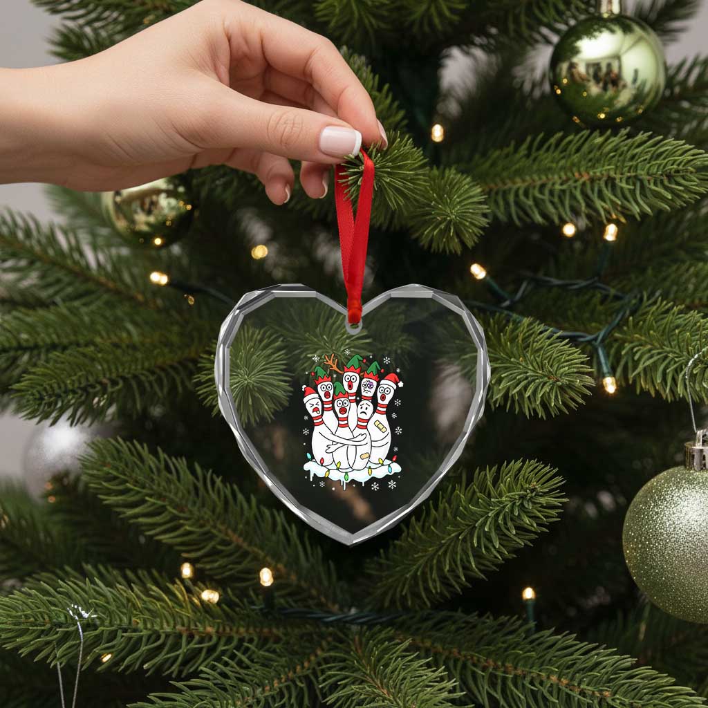 Funny Scared Cartoon Christmas Bowling Pins Heart Crystal Glass Ornament TS11 Print Your Wear