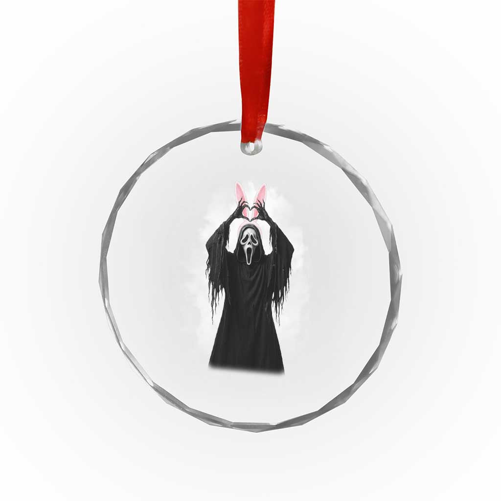 Funny Scary Bunny Face Ghost Heart Hand Sign Easter Day Crystal Glass Ornament TS11 Print Your Wear