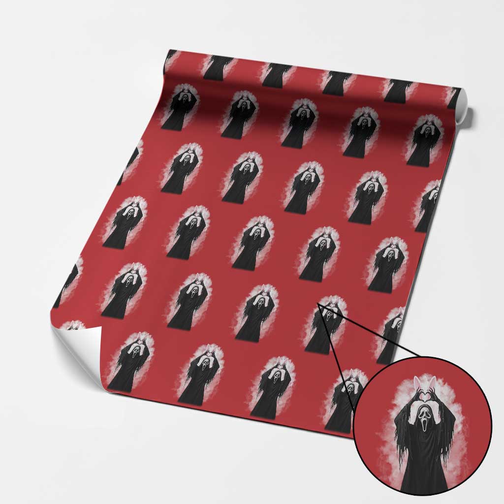 Funny Scary Bunny Face Ghost Heart Hand Sign Easter Day Wrapping Paper Roll TS11 Red Print Your Wear