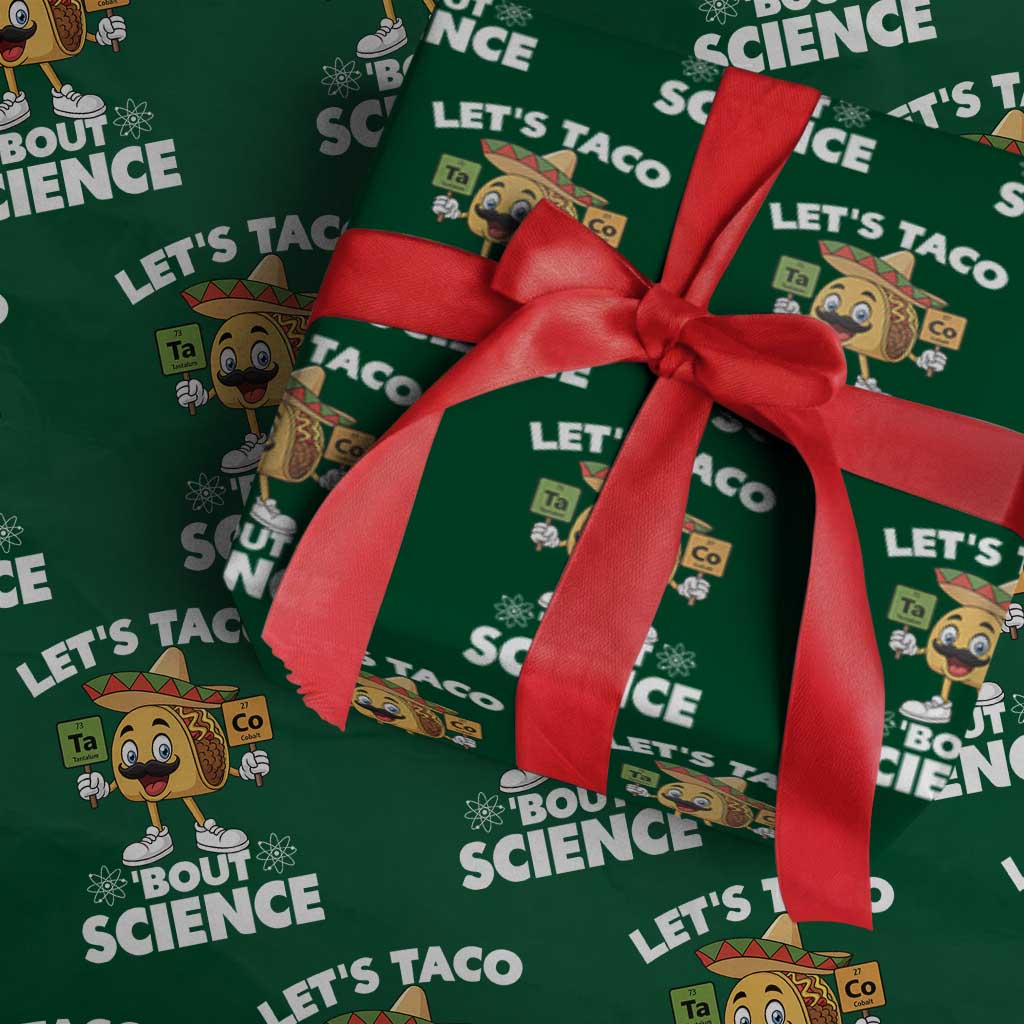 Funny Science Taco Pun Wrapping Paper Roll Let Is Taco Bout Science TS14 Green Print Your Wear