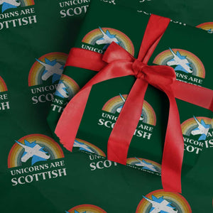 Funny Scotland Pride Unicorn Wrapping Paper Roll Unicorns Are Scottish Rainbow TS11 Green Print Your Wear