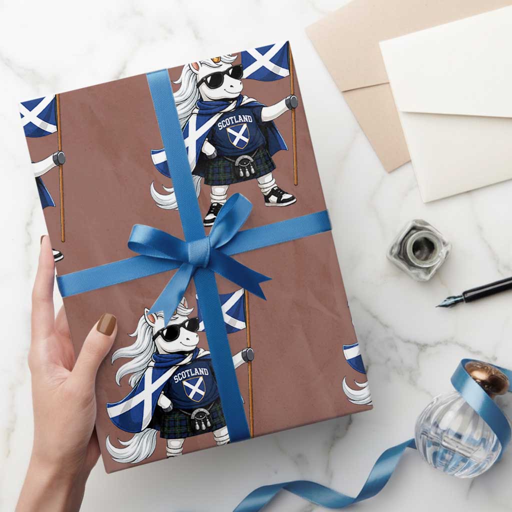 Funny Scotland Unicorn Wrapping Paper Roll Cool Scottish Unicorn with Kilt Flag Scotland Pride Football Fans