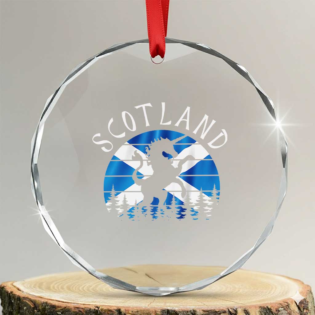 Funny Scotland Unicorn Scottish Flag Saltire Crystal Glass Ornament TS11 Transparent Glass 3'' Circle Print Your Wear