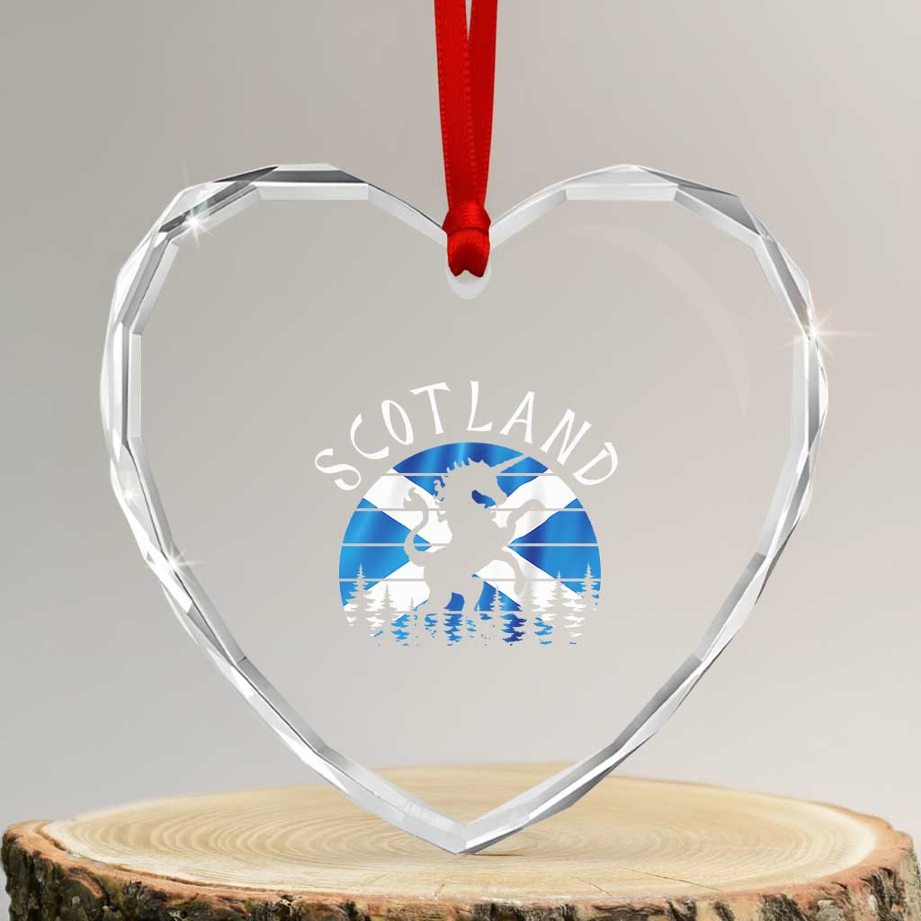Funny Scotland Unicorn Scottish Flag Saltire Heart Crystal Glass Ornament TS11 Transparent Glass 3'' Heart Print Your Wear