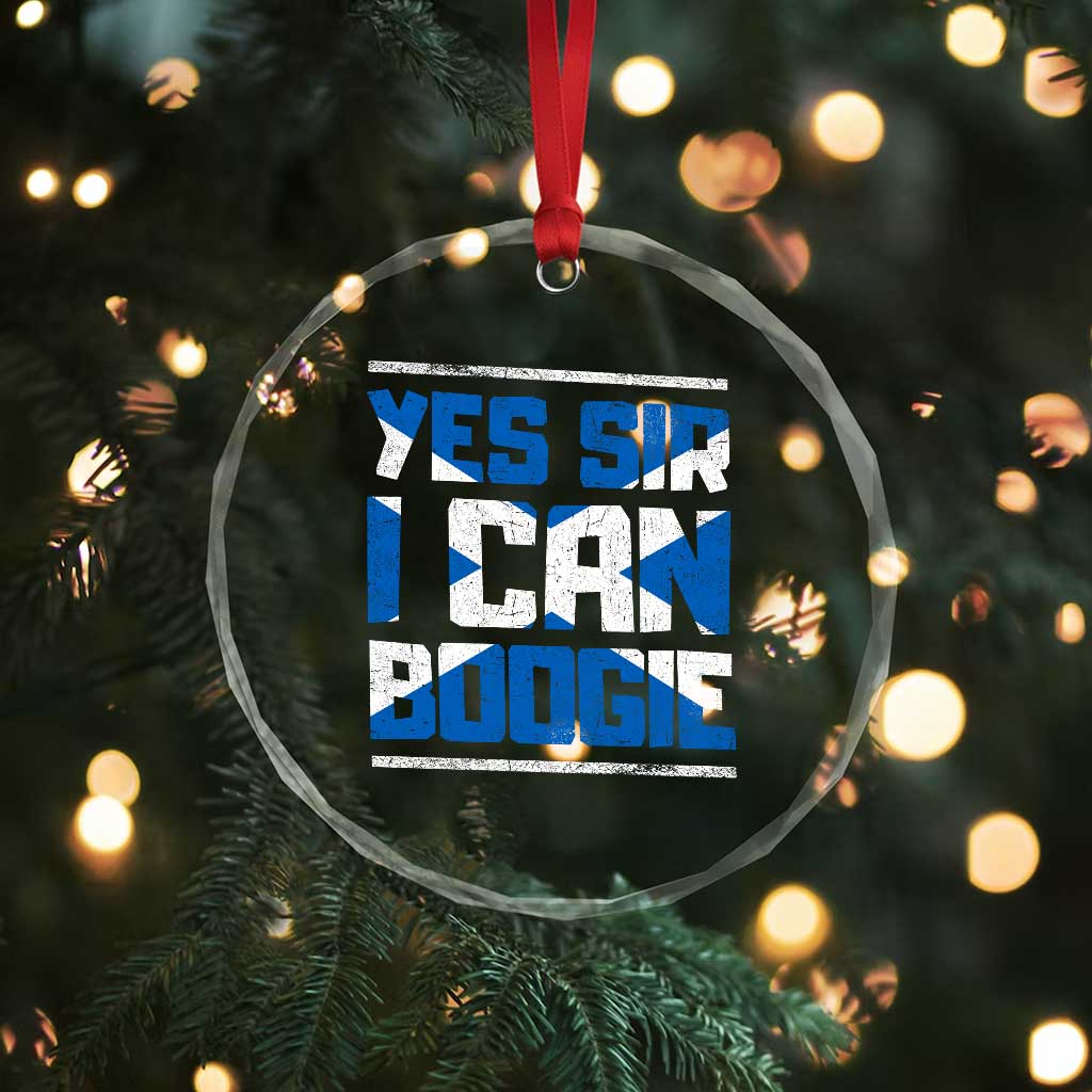 Funny Scottish Anthem Fan Saltire Flag Crystal Glass Ornament Yes Sir I Can Boogie Sports Style Scotland Football Supporters TS02 Print Your Wear