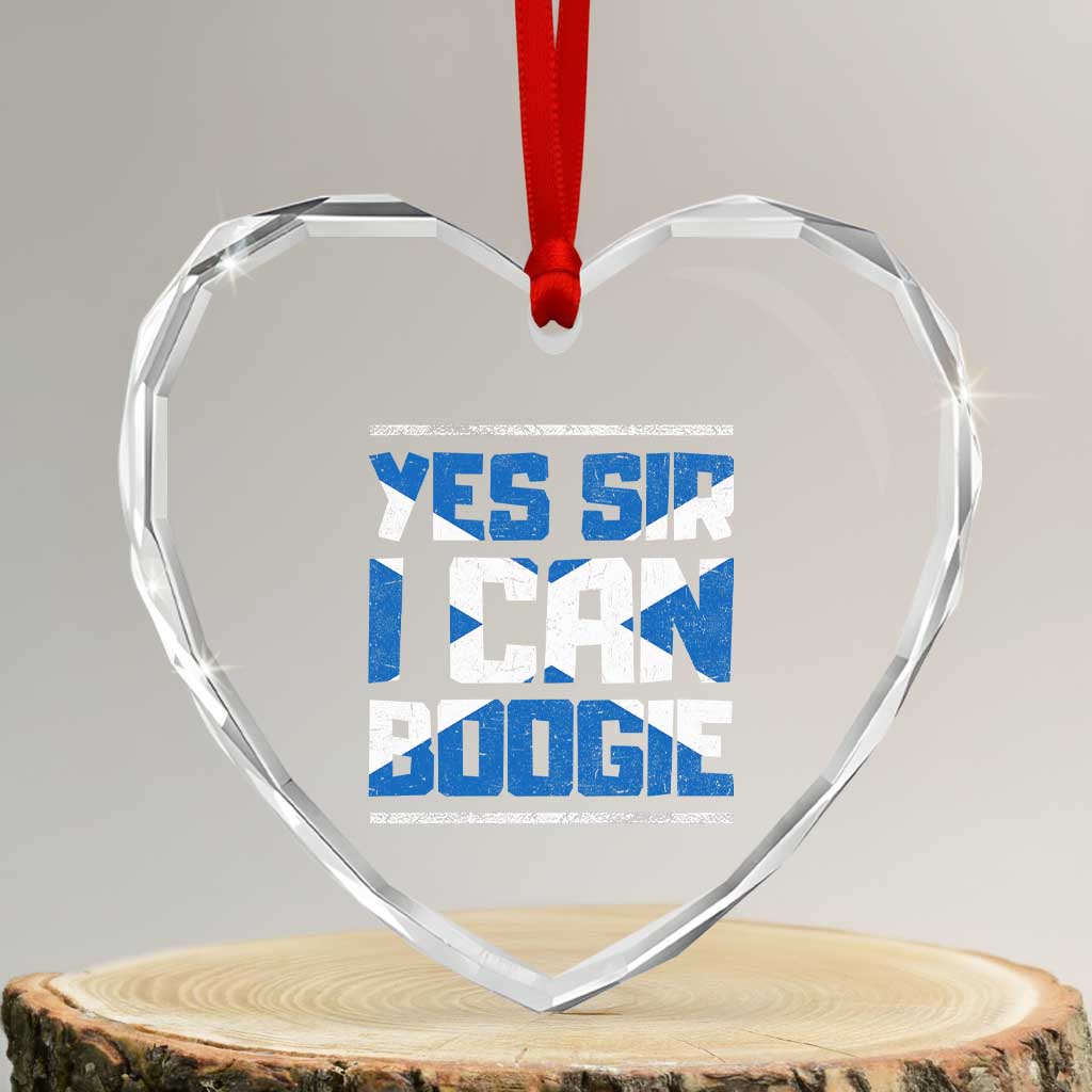 Funny Scottish Anthem Fan Saltire Flag Heart Crystal Glass Ornament Yes Sir I Can Boogie Sports Style Scotland Football Supporters