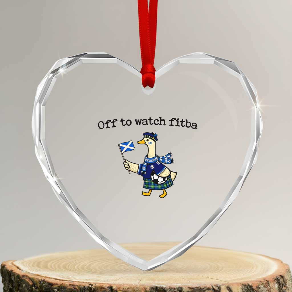 Funny Scottish Goose Scotland Football Heart Crystal Glass Ornament Off to Watch Fitba Soccer Fans Meme TS02 Transparent Glass 3'' Heart Print Your Wear