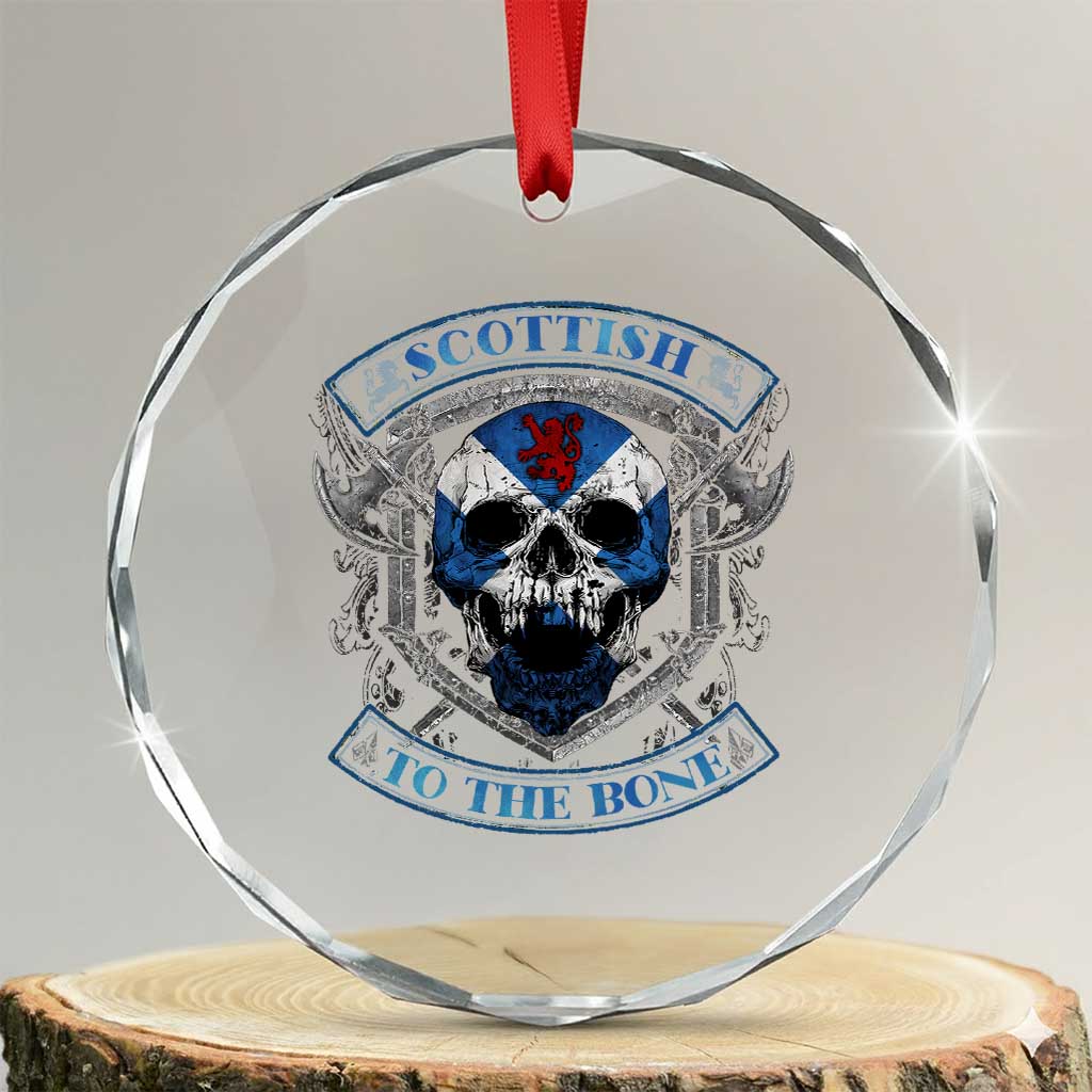 Funny Scottish Viking Crystal Glass Ornament Scottish To The Bone Vintage Scottish Lion Rampant Flag Skull TS11 Transparent Glass 3'' Circle Print Your Wear