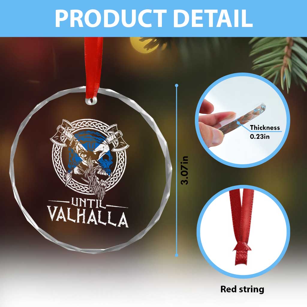 Funny Scottish Viking Crystal Glass Ornament Until Valhalla Vintage Scottish Flag Skull TS11 Print Your Wear
