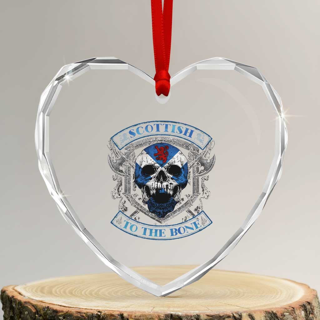 Funny Scottish Viking Heart Crystal Glass Ornament Scottish To The Bone Vintage Scottish Lion Rampant Flag Skull TS11 Transparent Glass 3'' Heart Print Your Wear