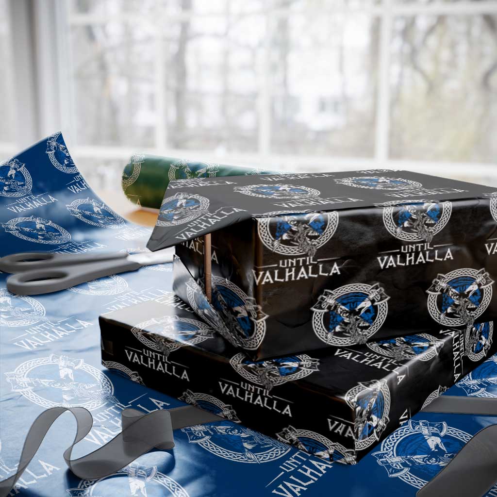 Funny Scottish Viking Wrapping Paper Roll Until Valhalla Vintage Scottish Flag Skull TS11 Black Print Your Wear
