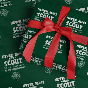 Funny Scout Wrapping Paper Roll Never Mess With A Scout Compass TS02 Green Print Your Wear
