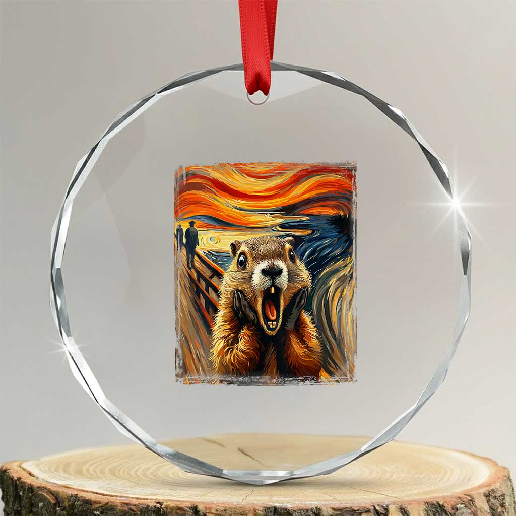 Funny Scream Groundhog Crystal Glass Ornament Woddchuck Day TS02 Transparent Glass 3'' Circle Print Your Wear
