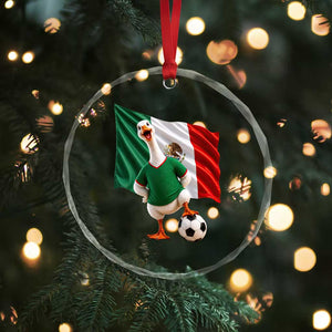 Funny Screaming Merlin the Duck Crystal Glass Ornament Mexico Soccer Flag Football Fans TS02 Print Your Wear
