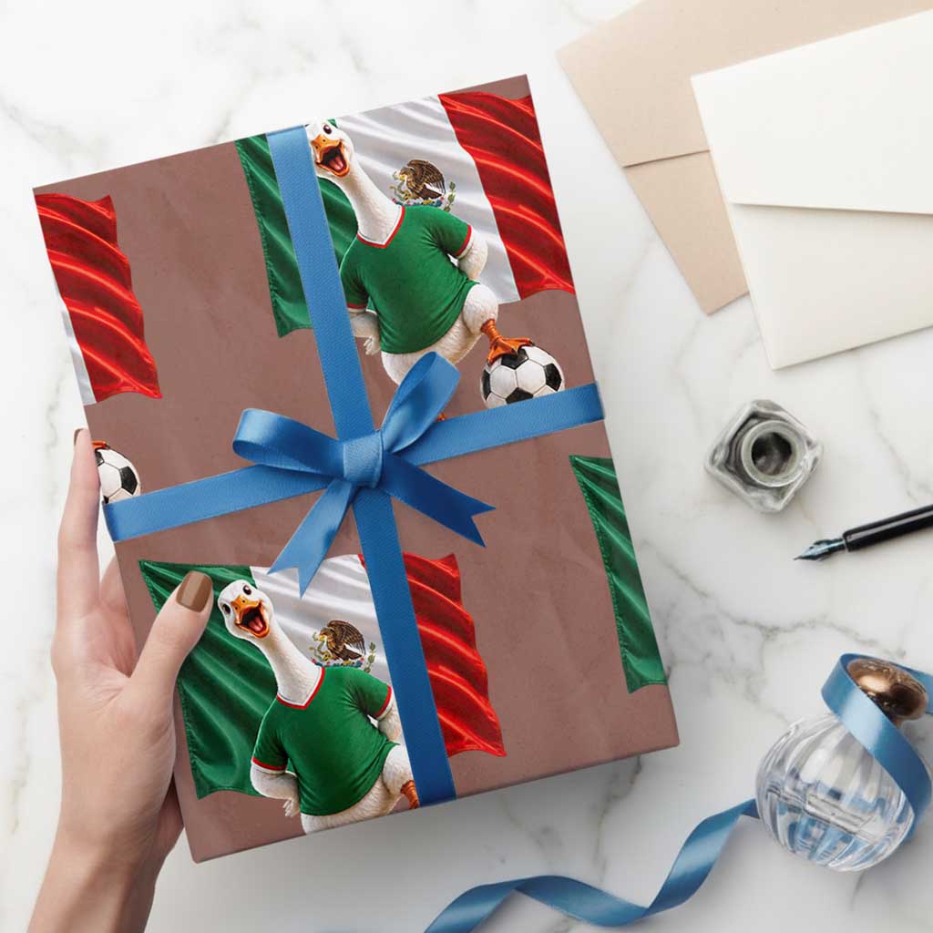 Funny Screaming Merlin the Duck Wrapping Paper Roll Mexico Soccer Flag Football Fans