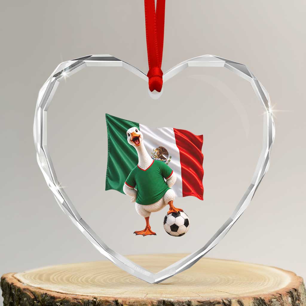 Funny Screaming Merlin the Duck Heart Crystal Glass Ornament Mexico Soccer Flag Football Fans