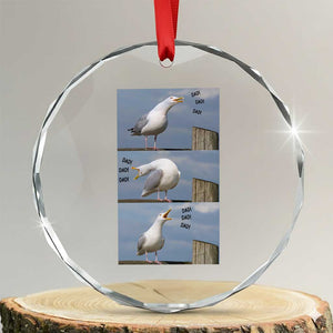 Funny Seagull Papa Crystal Glass Ornament Fathers Day Gift Ocean Life Dad Graphic TS12 Transparent Glass 3'' Circle Print Your Wear