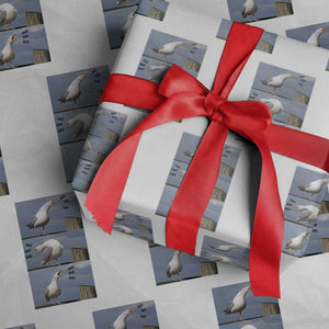 Funny Seagull Papa Wrapping Paper Roll Fathers Day Gift Ocean Life Dad Graphic TS12 White Print Your Wear