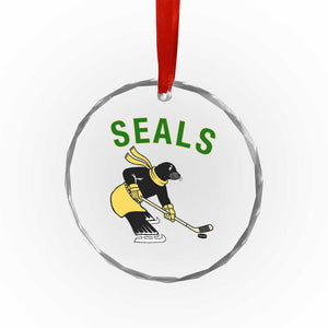Funny Seal Ice Hockey Player Crystal Glass Ornament Winter Sports Gift TS12 Print Your Wear
