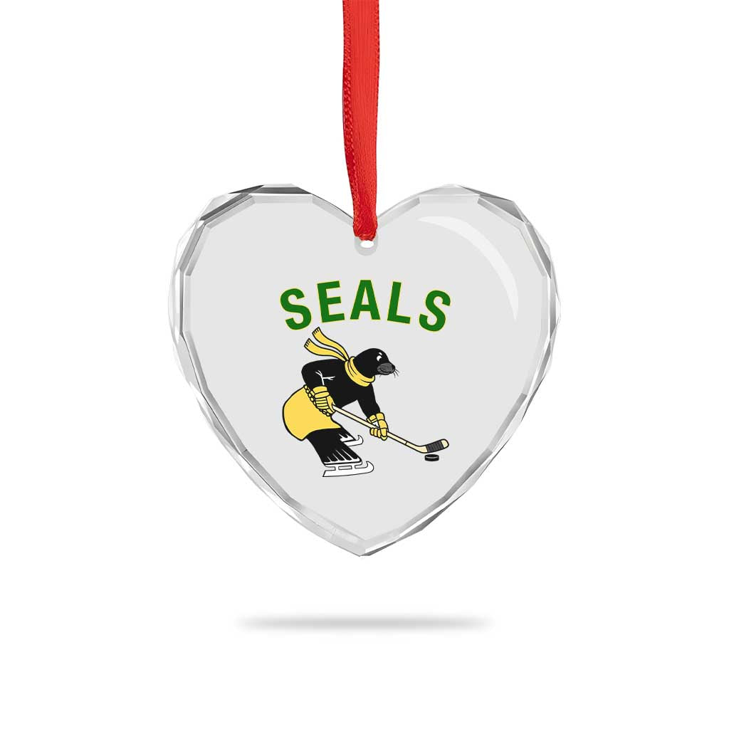 Funny Seal Ice Hockey Player Heart Crystal Glass Ornament Winter Sports Gift TS12 Print Your Wear