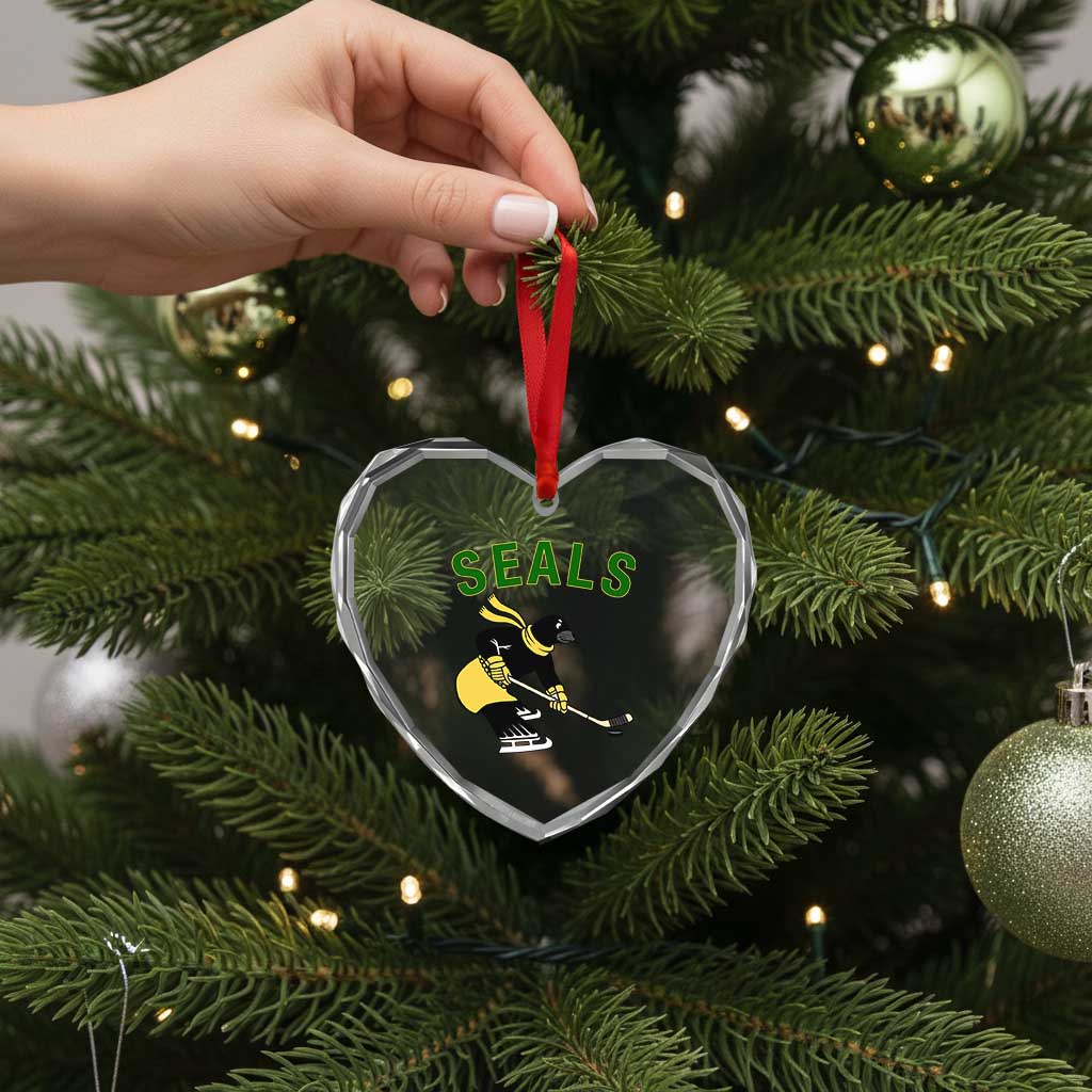 Funny Seal Ice Hockey Player Heart Crystal Glass Ornament Winter Sports Gift TS12 Print Your Wear