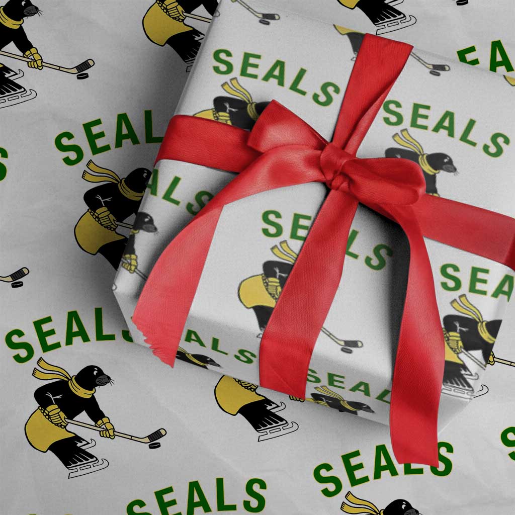 Funny Seal Ice Hockey Player Wrapping Paper Roll Winter Sports Gift TS12 White Print Your Wear