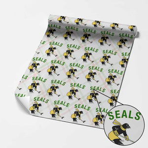 Funny Seal Ice Hockey Player Wrapping Paper Roll Winter Sports Gift TS12 Christmas Plaid Print Your Wear