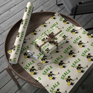 Funny Seal Ice Hockey Player Wrapping Paper Roll Winter Sports Gift TS12 Beige Print Your Wear