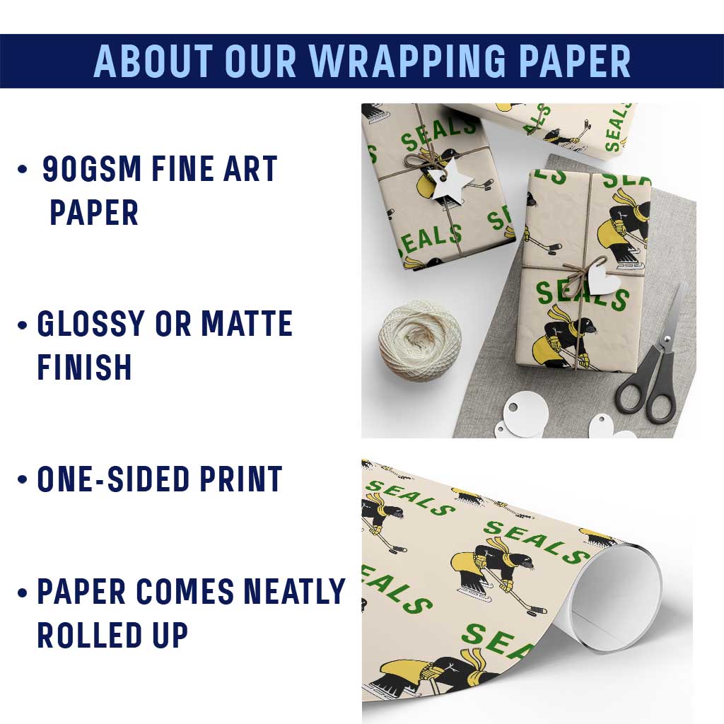 Funny Seal Ice Hockey Player Wrapping Paper Roll Winter Sports Gift TS12 Print Your Wear
