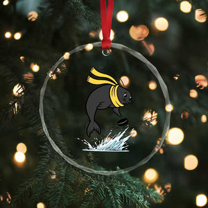 Funny Seal Playing Ice Hockey Crystal Glass Ornament Winter Sports Gift TS12 Print Your Wear