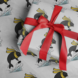 Funny Seal Playing Ice Hockey Wrapping Paper Roll Winter Sports Gift TS12 White Print Your Wear