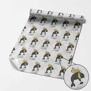 Funny Seal Playing Ice Hockey Wrapping Paper Roll Winter Sports Gift TS12 Christmas Plaid Print Your Wear