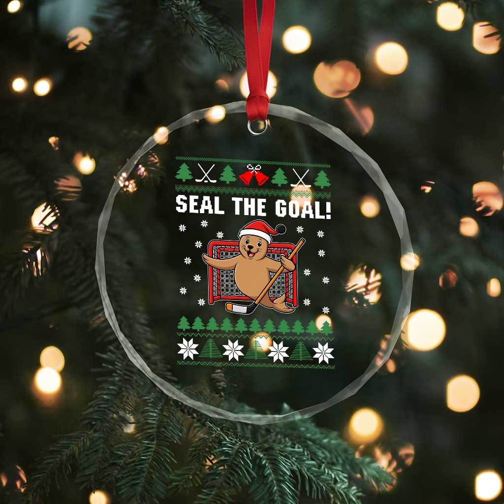 Funny Seal The Goal Crystal Glass Ornament Goalie Ice Hockey Player Gift TS12 Print Your Wear