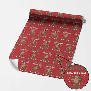Funny Seal The Goal Wrapping Paper Roll Goalie Ice Hockey Player Gift TS12 Red Print Your Wear