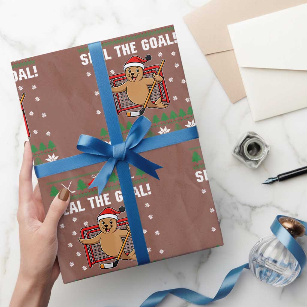 Funny Seal The Goal Wrapping Paper Roll Goalie Ice Hockey Player Gift TS12 Mocha Print Your Wear