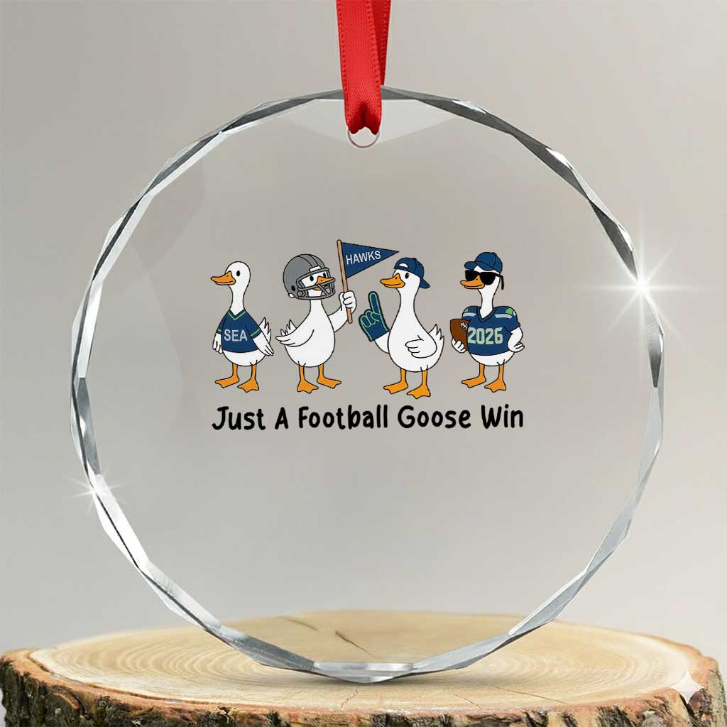Funny Seattle 2026 Crystal Glass Ornament Just A Football Goose Win TS14 Transparent Glass 3'' Circle Print Your Wear