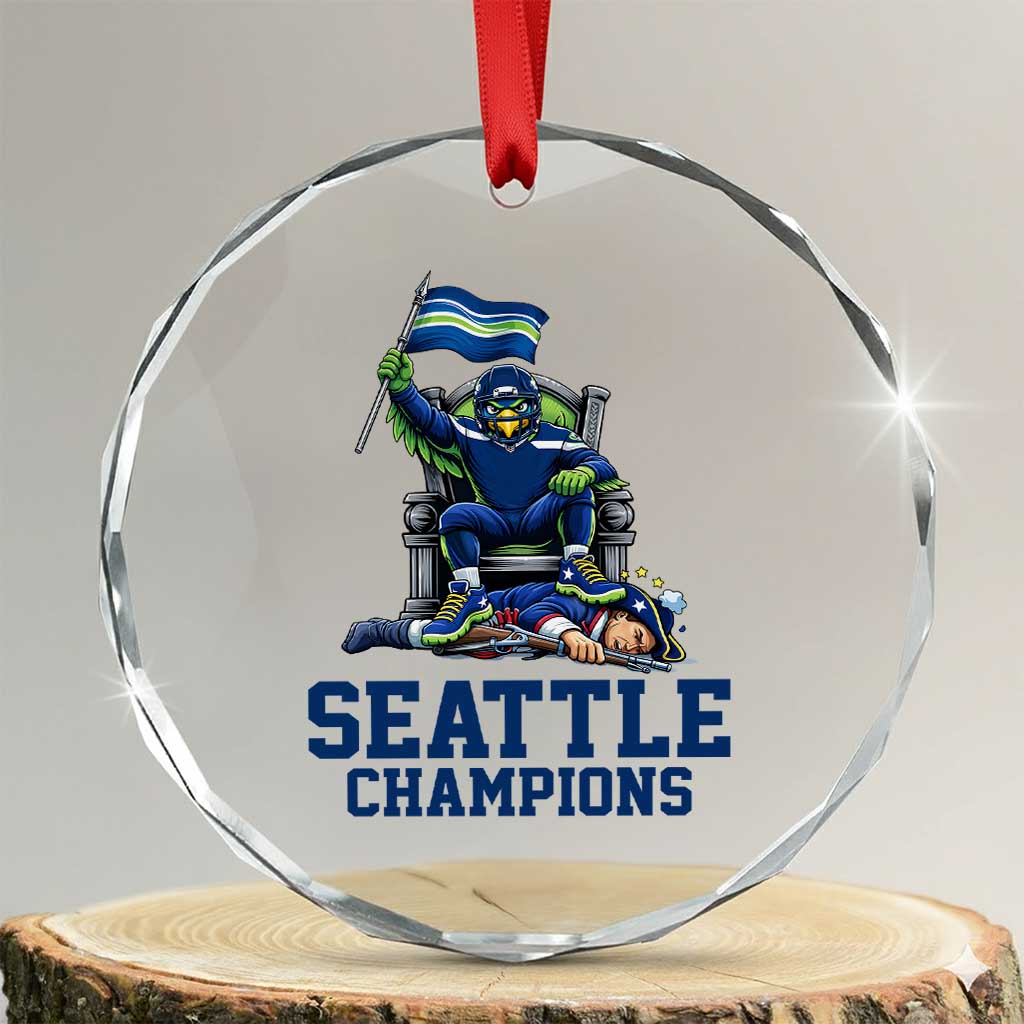 Funny Seattle Clobbers New England Crystal Glass Ornament Football Game Day TS12 Transparent Glass 3'' Circle Print Your Wear