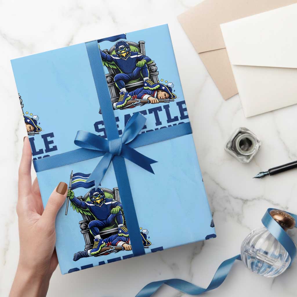 Funny Seattle Clobbers New England Wrapping Paper Roll Football Game Day TS12 Light Blue Print Your Wear