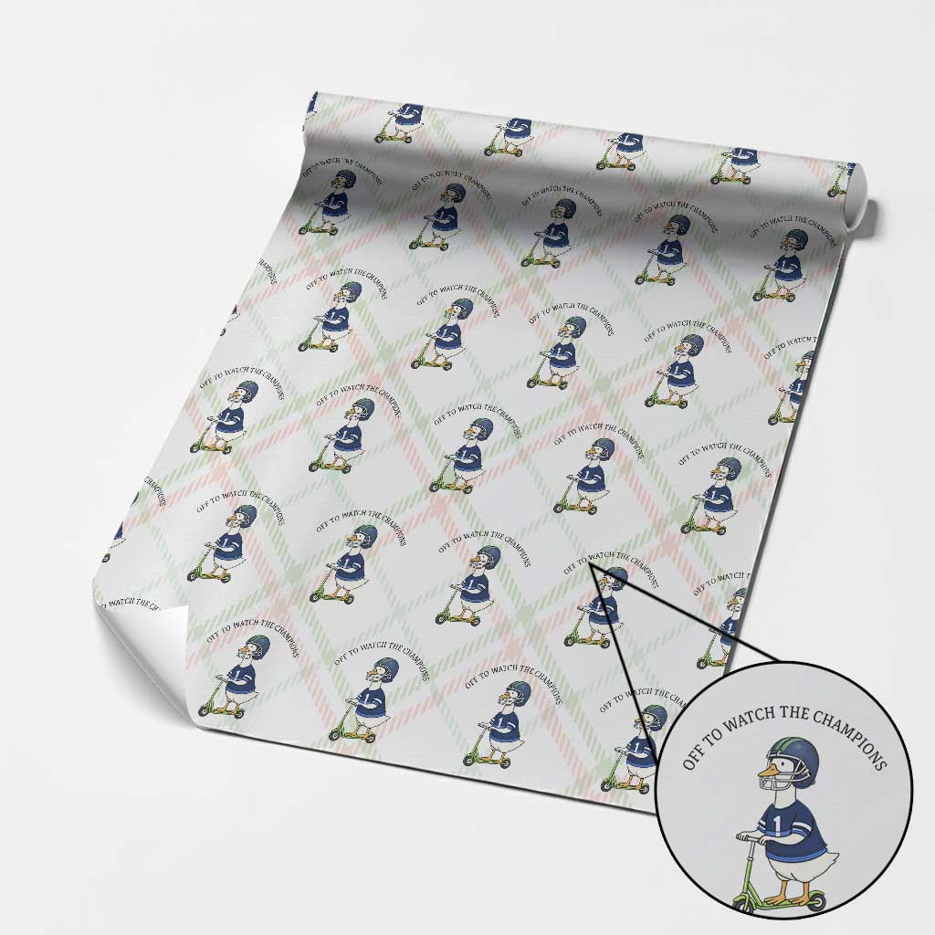 Funny Seattle Goose 2026 Wrapping Paper Roll Off To Watch The Champions TS14 Christmas Plaid Print Your Wear